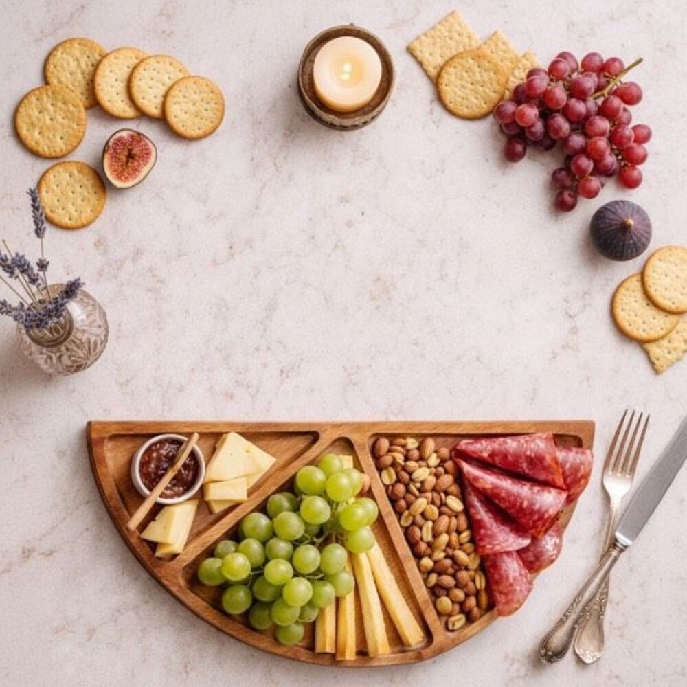 Anthropologie Acacia Wood Lemon Citrus Charcuterie Board Platter, New